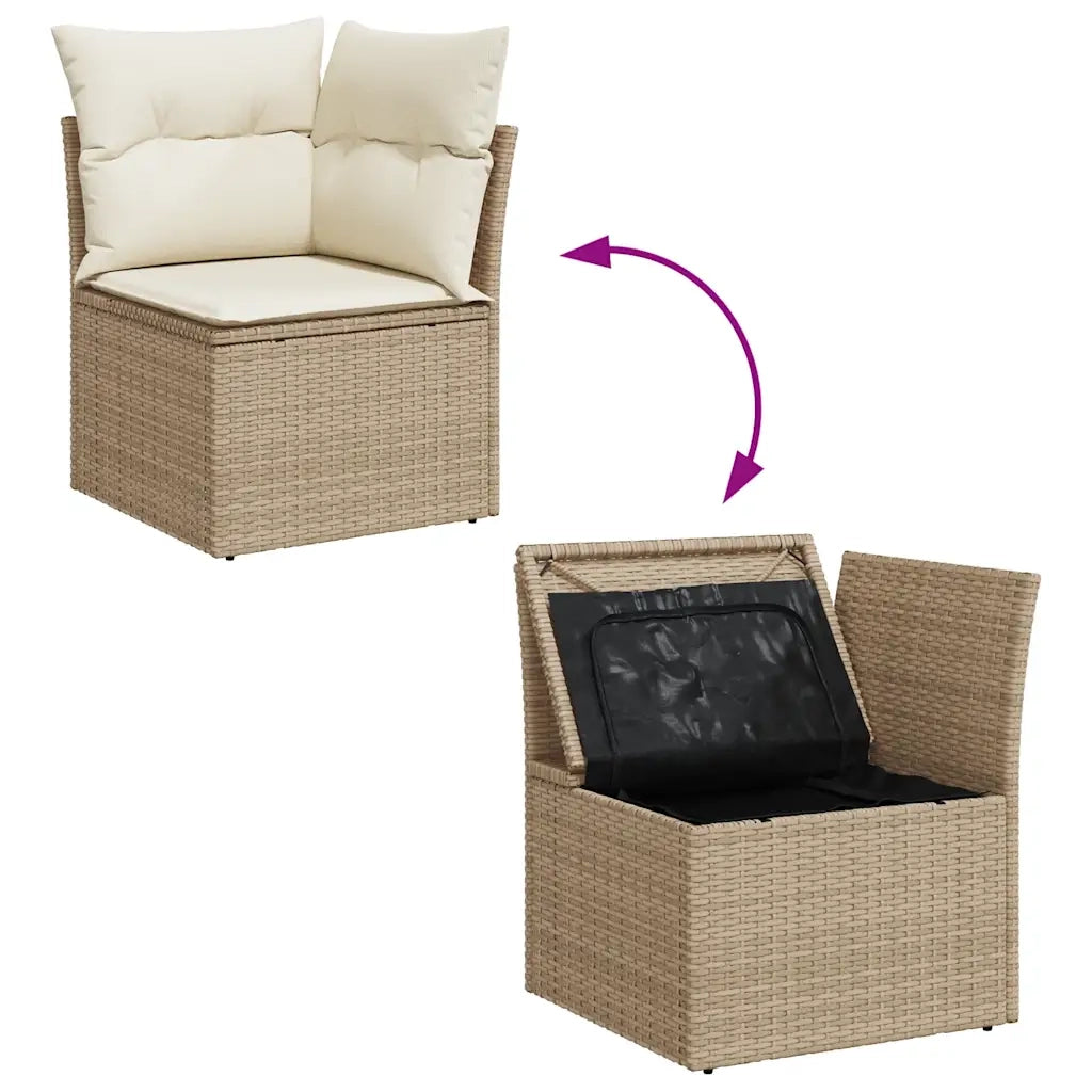 Set Divani da Giardino 7 pz con Cuscini Beige in Polyrattan 3326749