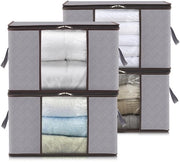 Casella di stoccaggio per abbigliamento da 120L per spostamenti - grandi sacchi di stoccaggio con finestra - 4 pezzi colore grigio chiaro