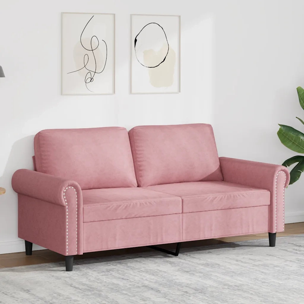 Divano a 2 Posti-Sofa 2 Posti Rosa 140 cm in Velluto 230928