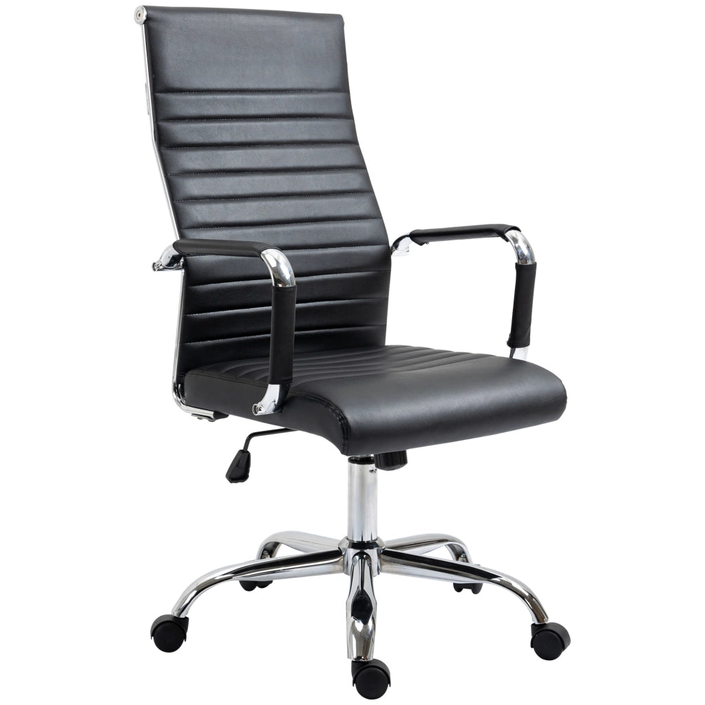 Sedia da ufficio ergonomica con funzione oscillante; altezza regolabile e ruote girevoli in similpelle nera