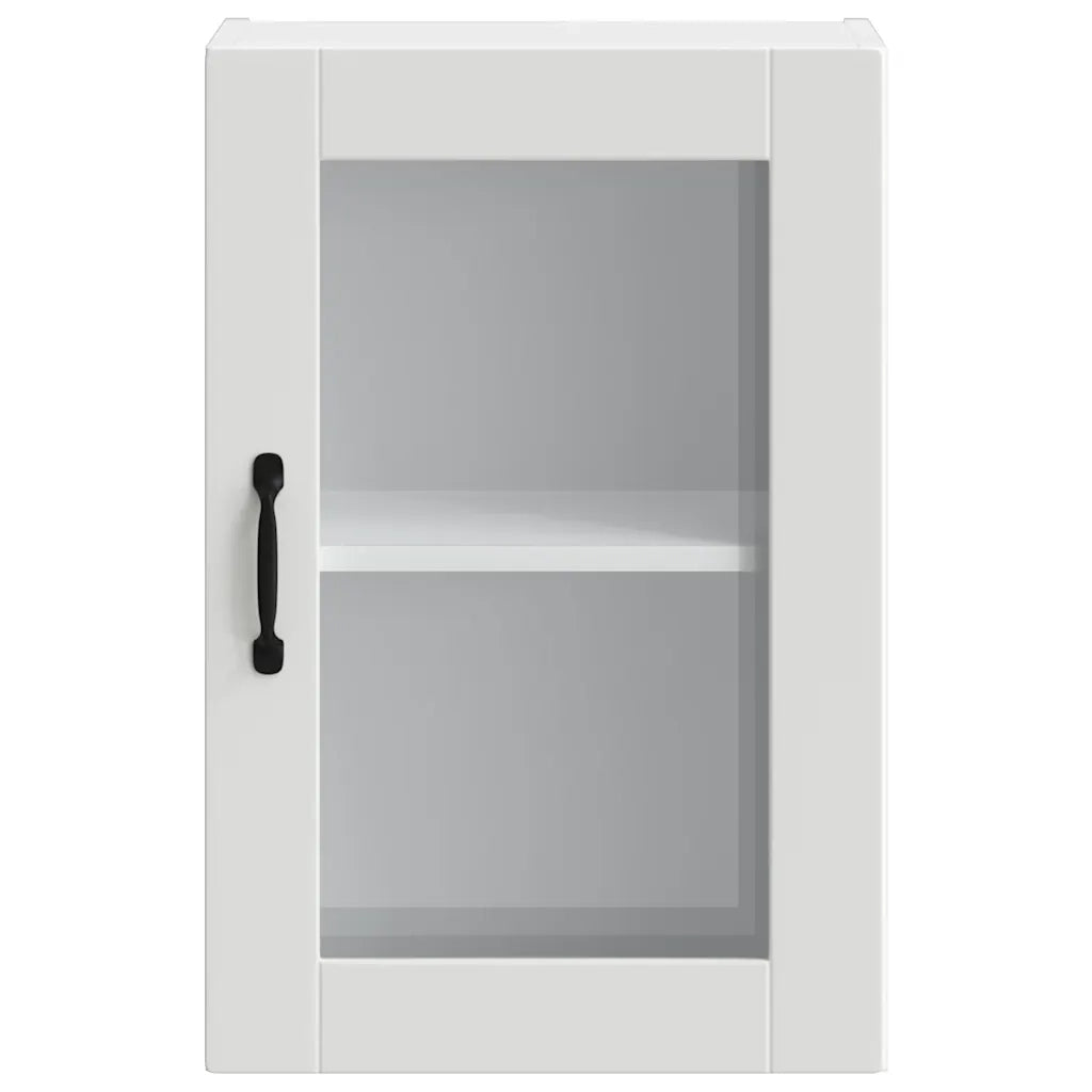 Pensile da Cucina con Porta in Vetro-Mobile Cucina da Parete Porto Bianco 760033