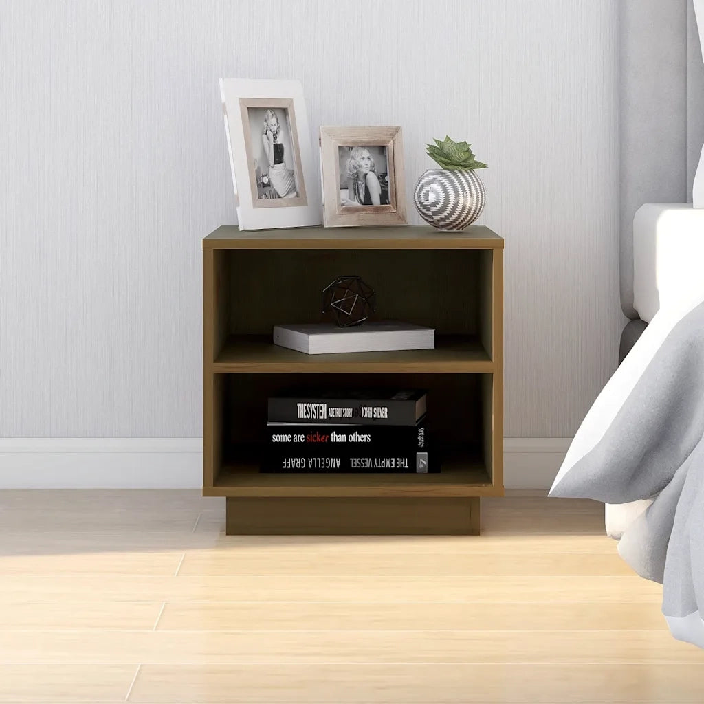 Comodini 2 pz Ambrati 40x34x40 cm in Legno Massello di Pino 813332