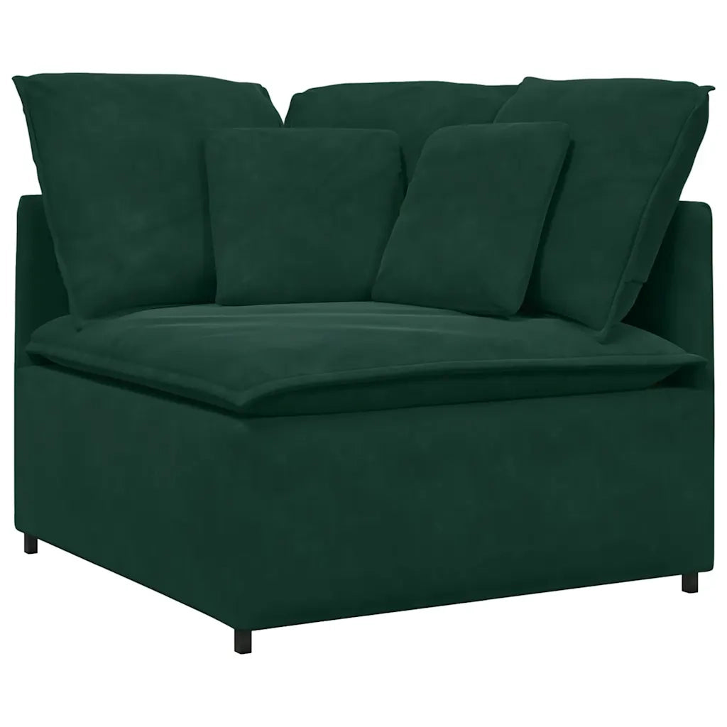 Divano Modulare con Cuscini in Velluto Verde Scuro 3321251
