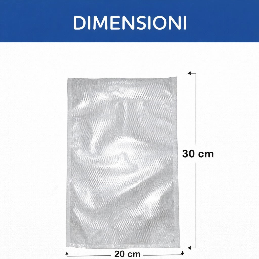 Buste per Sottovuoto Goffrate Alimenti 20x30cm 25 Sacchetti Alimentari BPA 64422