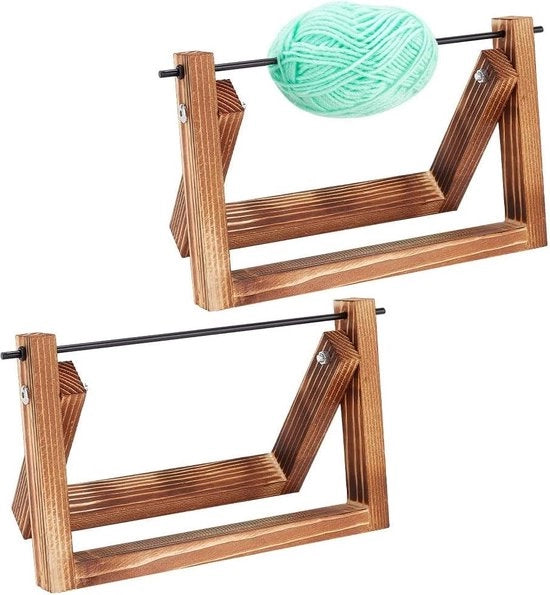 Rack per filo in legno - 2 pezzi di supporto per palline di filo, organizzatore orizzontale per spinner, dispensa per attrezzi da maglia e da ricamo