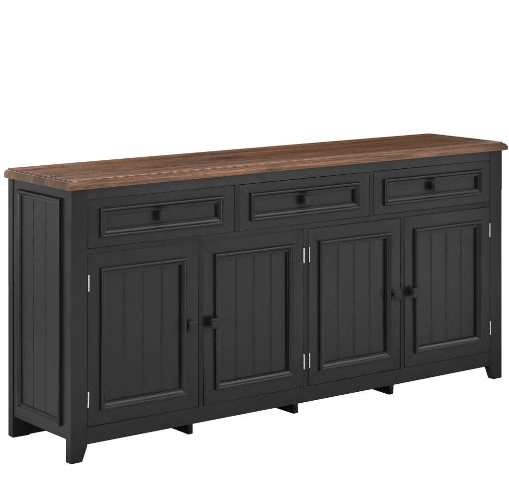 Sideboard moderno 160x35x76 cm in MDF nero con 3 cassetti e 4 ante