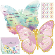 Carte di Invito per Bambini 12 pezzi - Disegno Flutter - Invito di Festa - Compleanno dei Bambini - Tema Farfalla - Carta di Alta Qualità - Inviti di Festa