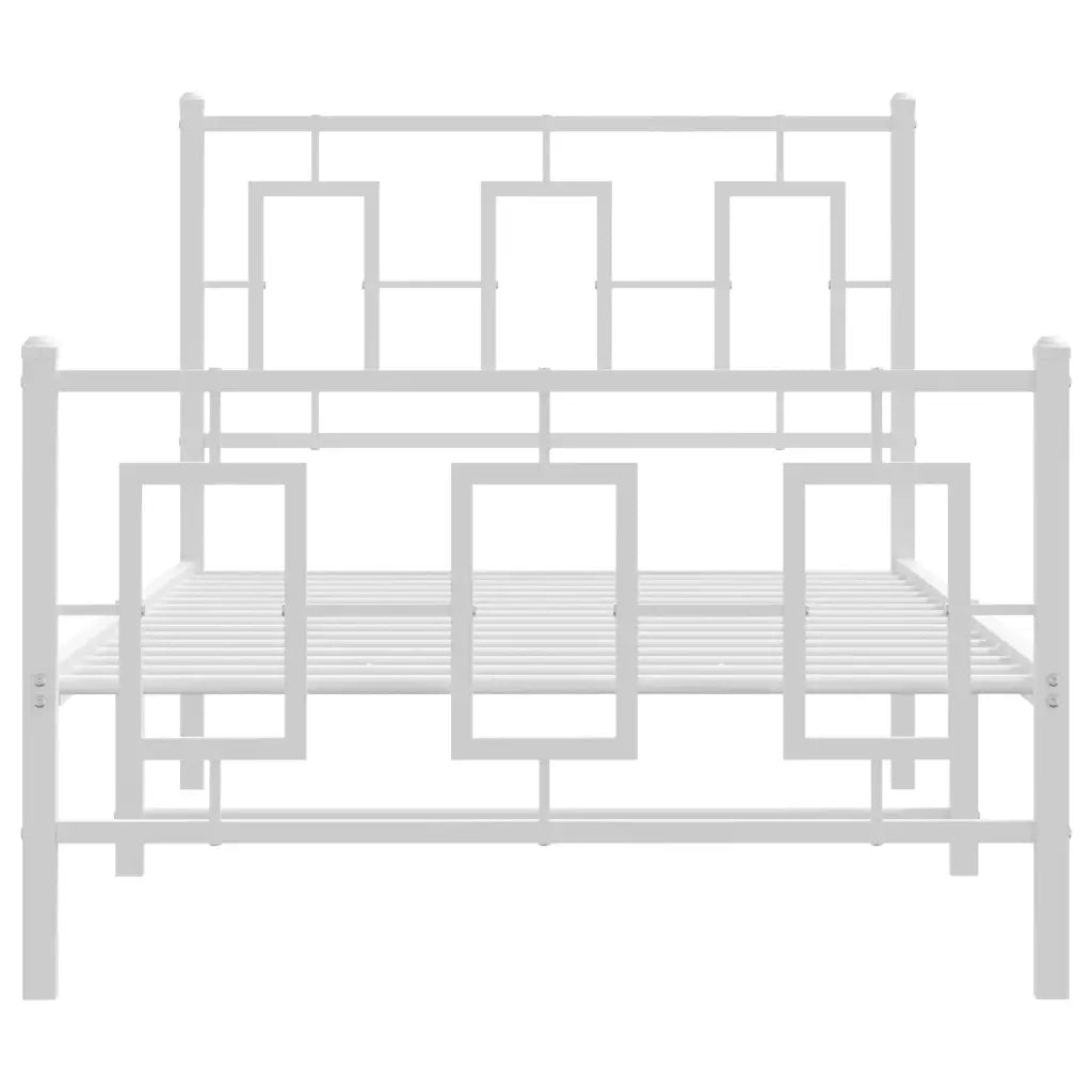 Letto singolo | Letto per adulti | Giroletto con Testiera e Pediera Metallo Bianco 90x200 cm