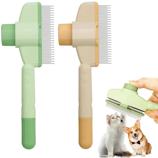 Set di Cuscini per Gatti/Cani di 2 pezzi - Autoigienizzante - Spazzola per Gatti/Cani - Spazzola per Capelli Lunghi/Corti - Progettata per un Ergonomia Perfetta