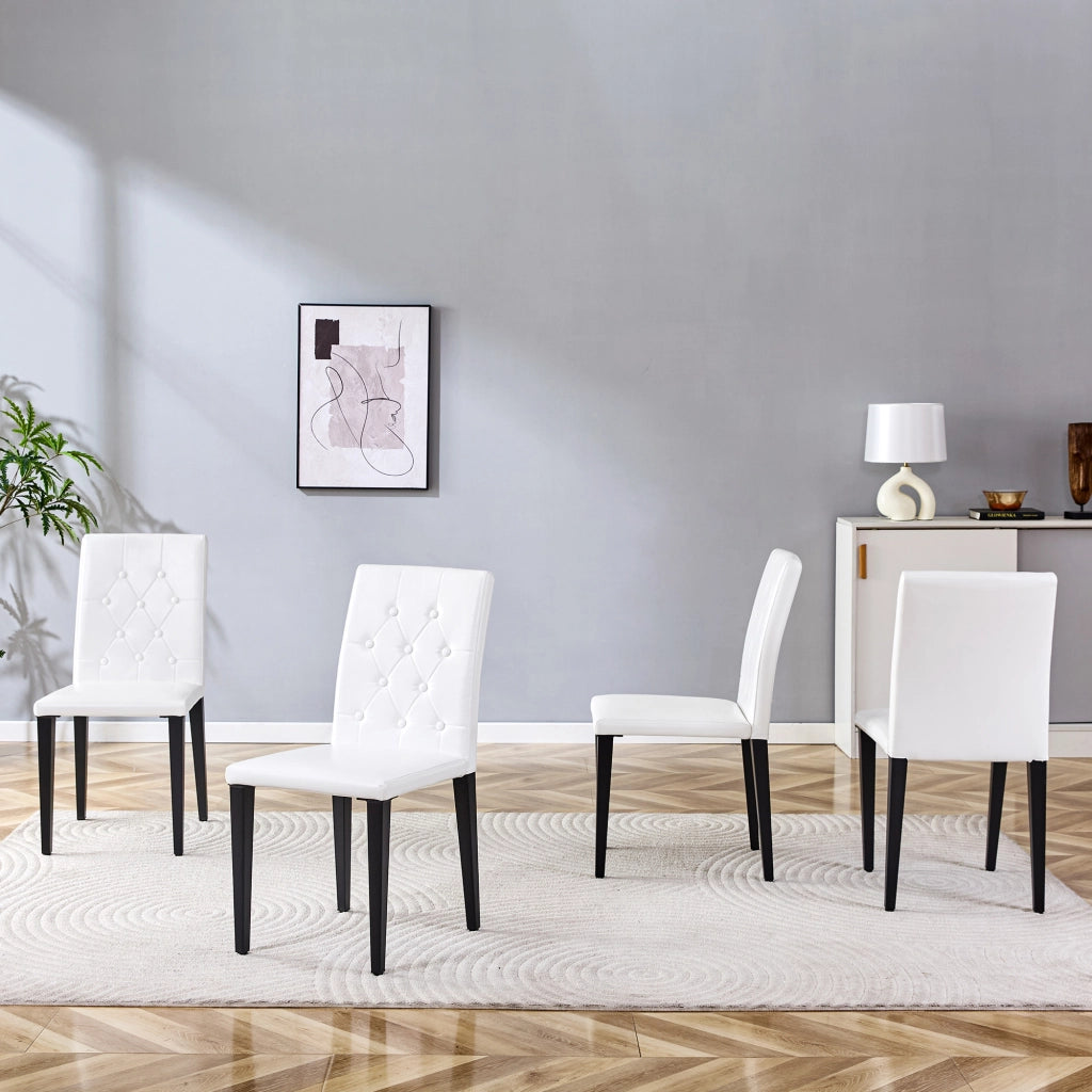 Set di 4 sedie da pranzo in bianco e nero: lusso discreto. La scelta ideale per le sale da pranzo in stile europeo, con gambe in metallo nero per una