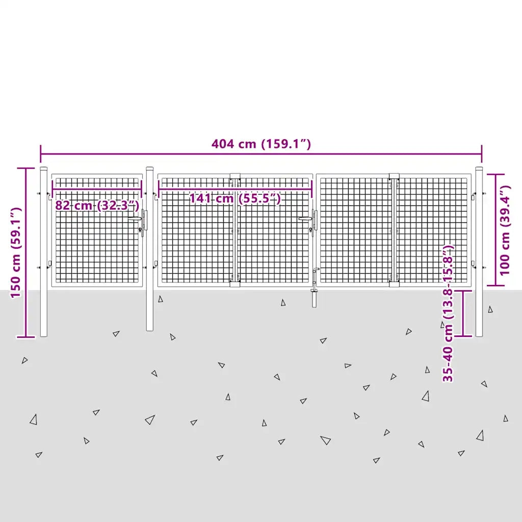 Cancello da Giardino in Acciaio 400x100 cm Verde 144311