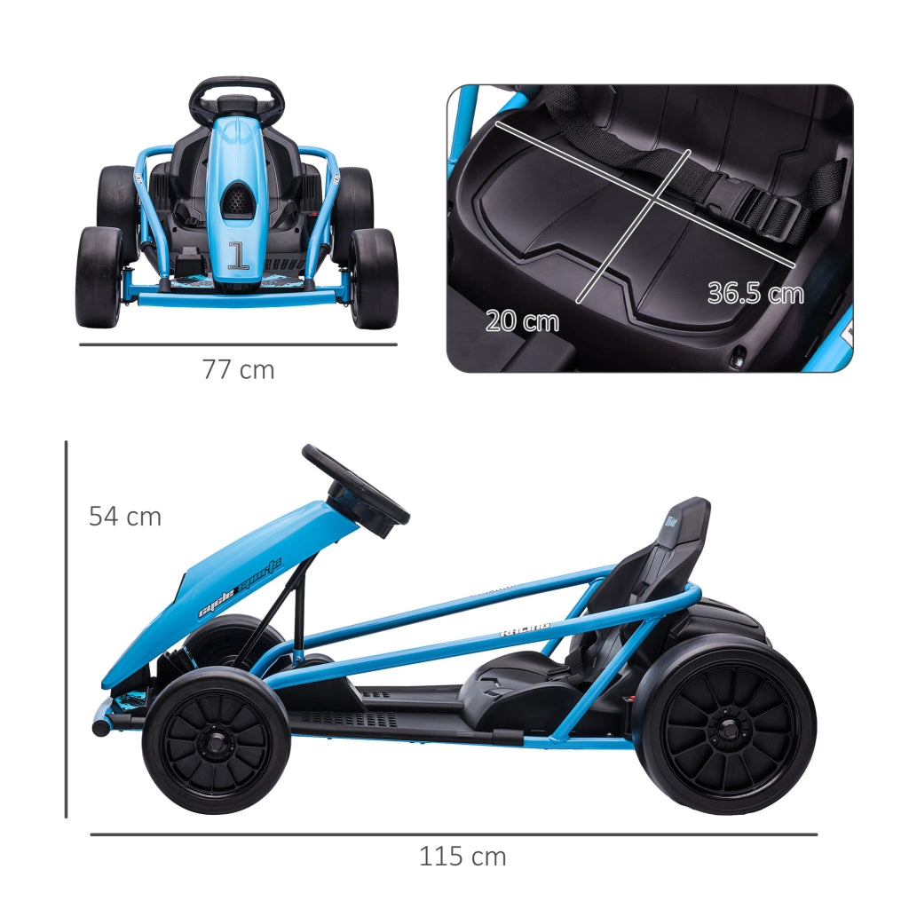 Go-Kart Elettrico per Bambini ¨C Minimal ¨C Blu e Nero 115x77x54 cm