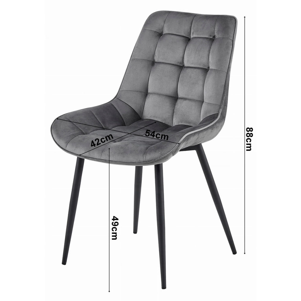 Sedia Bera in velluto grigio scuro e metallo nero