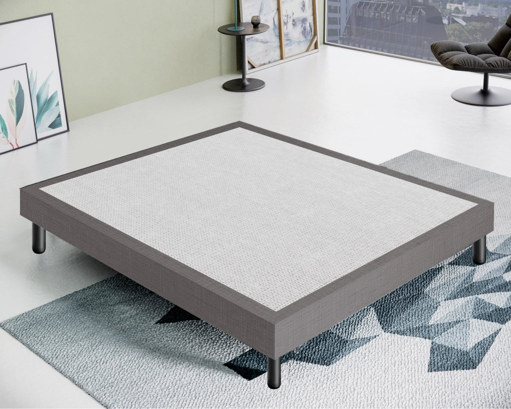 Letto Sommier Matrimoniale 160x190 Rivestito - Resistente fino a 120 Kg per Persona – IGNIFUGO Classe 1M – Colore Grigio