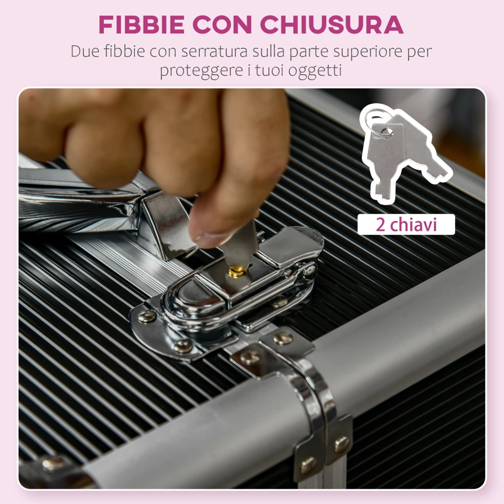 Trolley Porta Trucchi Professionale con Ruote ¨C Xylo ¨C Nero 36x23x52cm