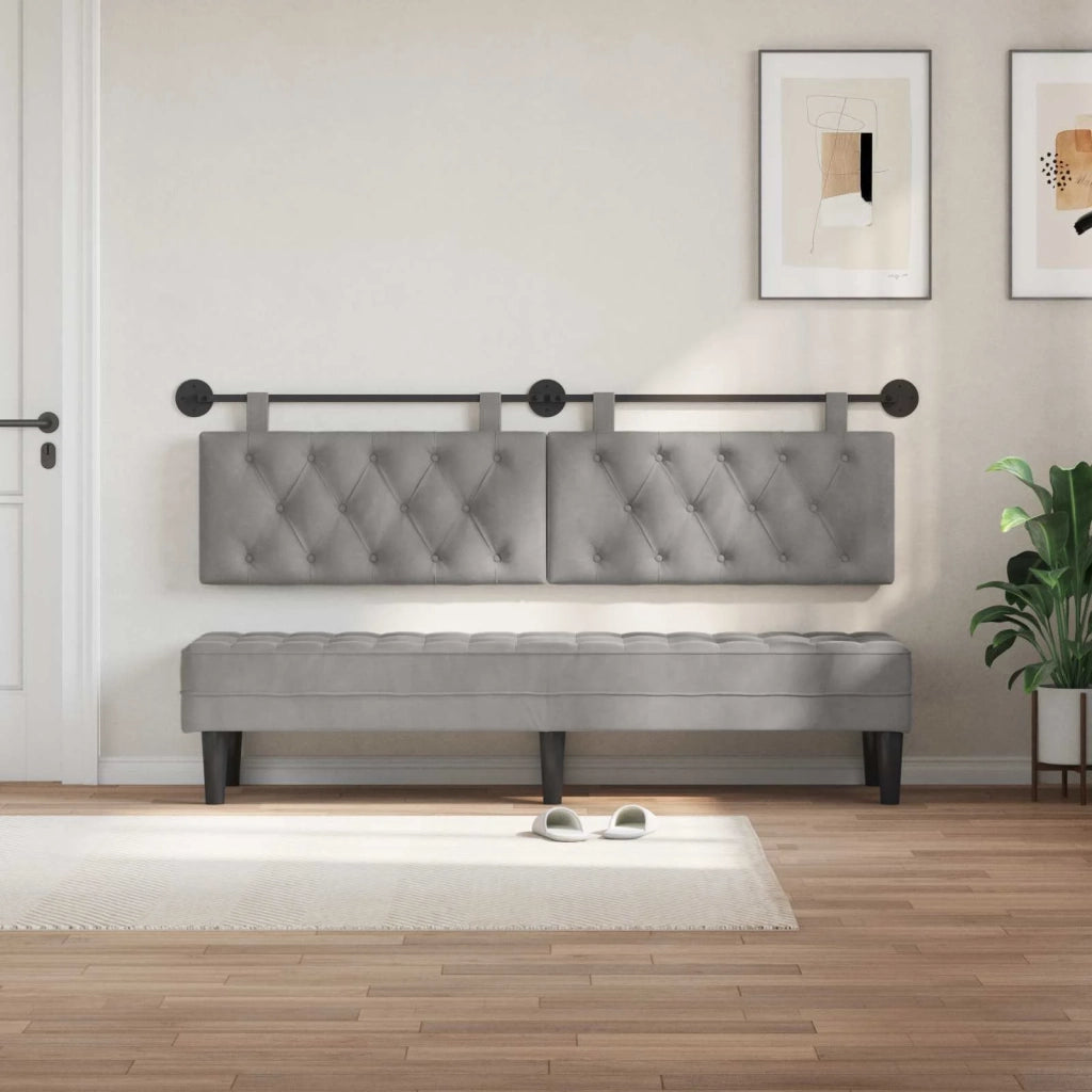Testiera sospesa Con luce LED Grigio Chiaro Velluto 42032164