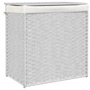 Cesto Portabiancheria 2 Sezioni Bianco 53x35x57 cm Polyrattan CFW5424498