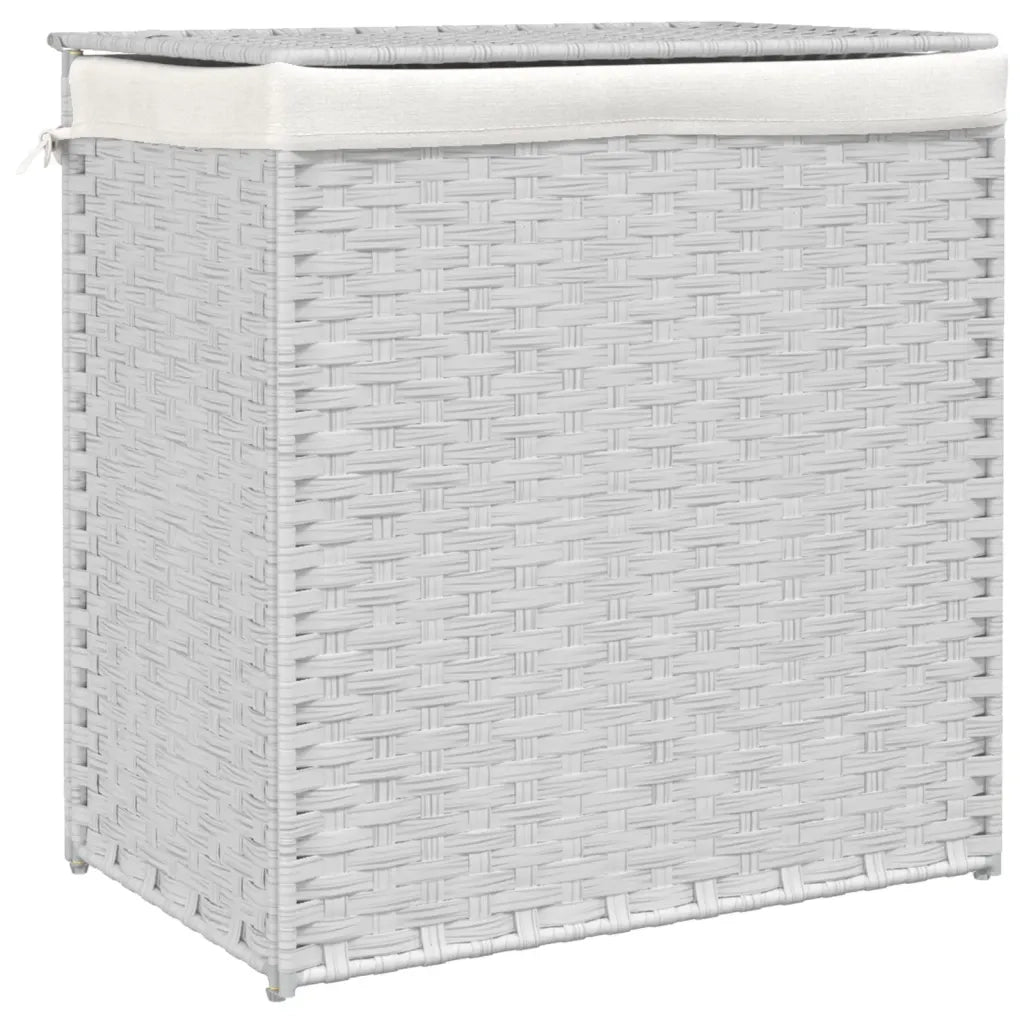 Cesto Portabiancheria 2 Sezioni Bianco 53x35x57 cm Polyrattan CFW5424498