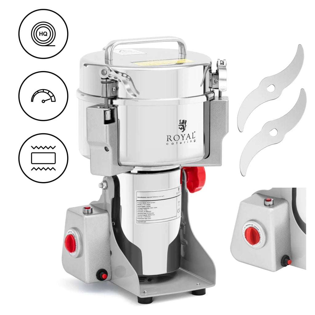 Macina spezie elettrico professionale capacità 2000 g 21 x 9,5 cm 3400 watt acciaio inox 14_0009427