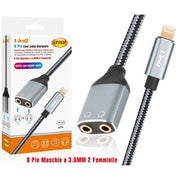 Trade Shop - Cavo Intrecciato Adattatore Audio Da Lightning Maschio A 2 Jack 3,5mm Femmina Lt3537 -