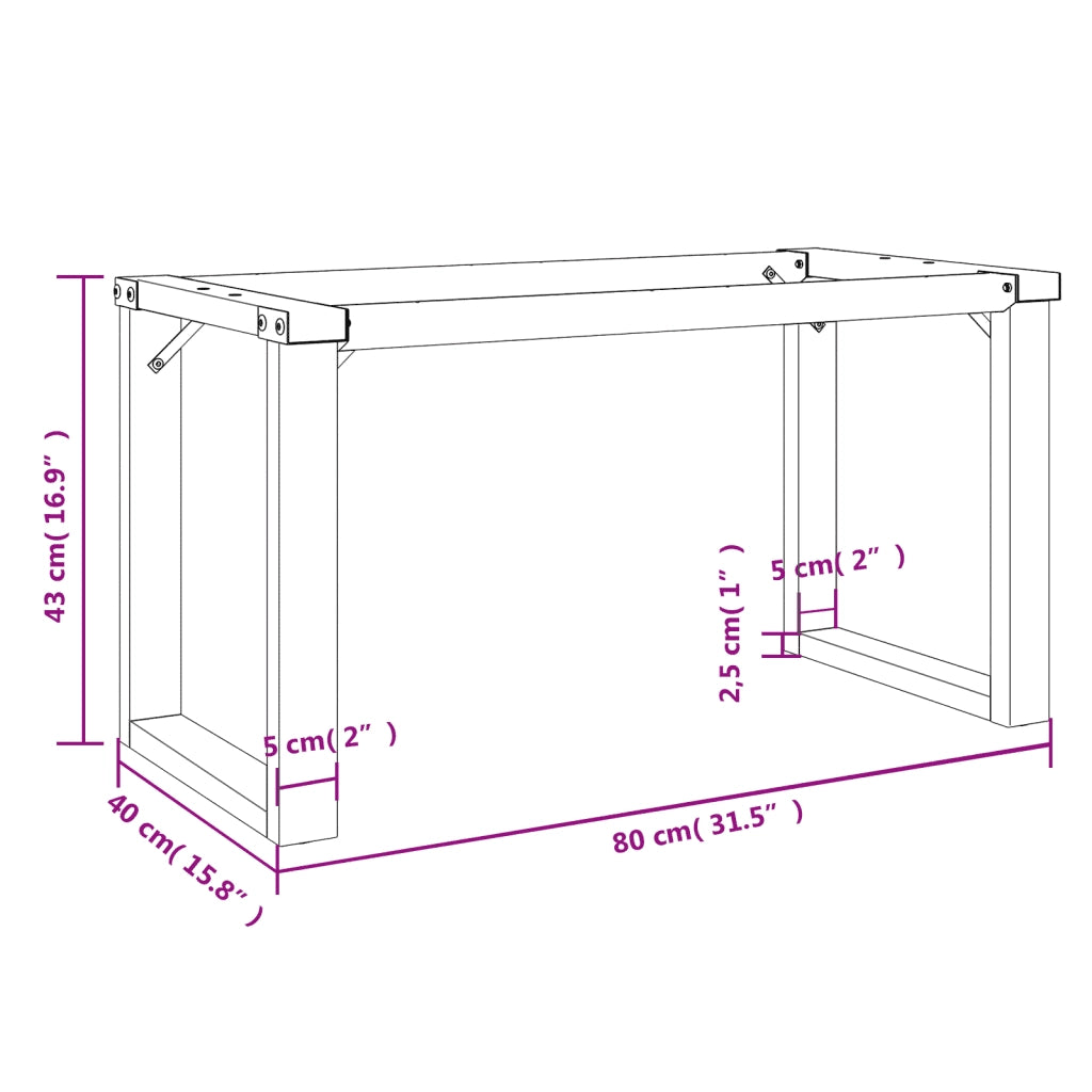Telaio Gambe a O per Tavolino da Salotto 80x40x43 cm in Acciaio 357876