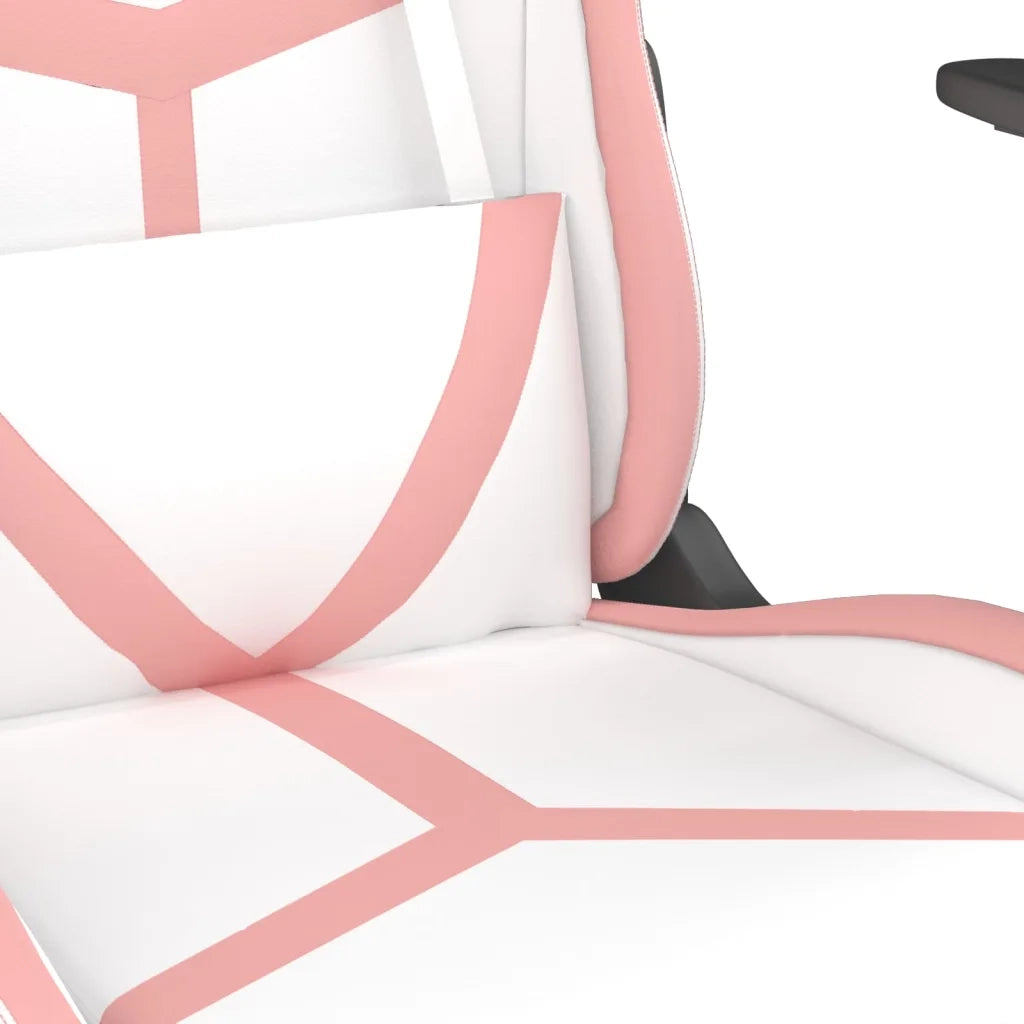 Sedia da Gaming | Sedia da e-sports con Poggiapiedi Bianco e Rosa in Similpelle