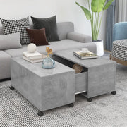 Tavolino da Salotto-Tavolino da soggiorno-Tavolo Grigio Cemento 75x75x38cm Legno Multistrato