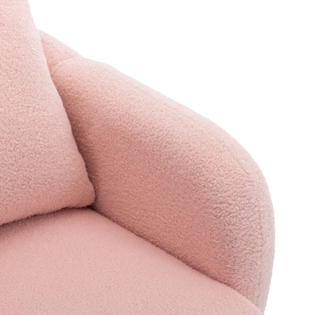 Poltrona 1 posto con cuscino di sostegno in tessuto teddy rosa
