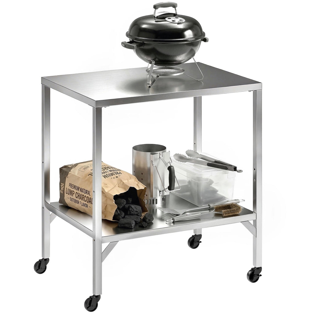 Carrello da Barbecue ¨C Xylo ¨C Acciaio Inox con Piano di Lavoro e Ruote 85x60x92cm Argento