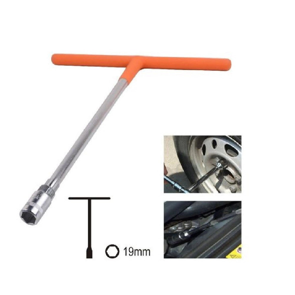 Trade Shop - Chiave Poligonale Impugnatura Tipo A T Da 19 Mm Con Bussola Esagonale Cr-v 91615 -
