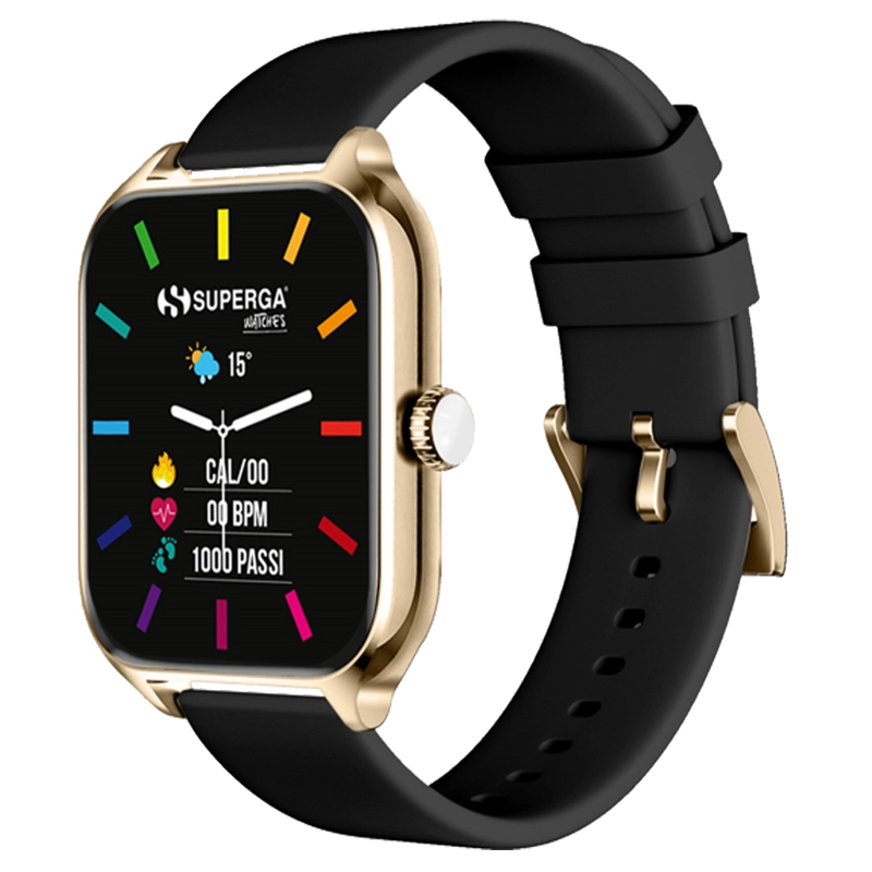 Smartwatch superga alluminio gold quadrata silicone black f  swt-stc006