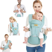 Porta bambino ergonomico con cotone puro - parte anteriore e posteriore del portabambino - cappuccio rimovibile - respiro soffice - portaracchetta - protezione completa - 0-48 mesi