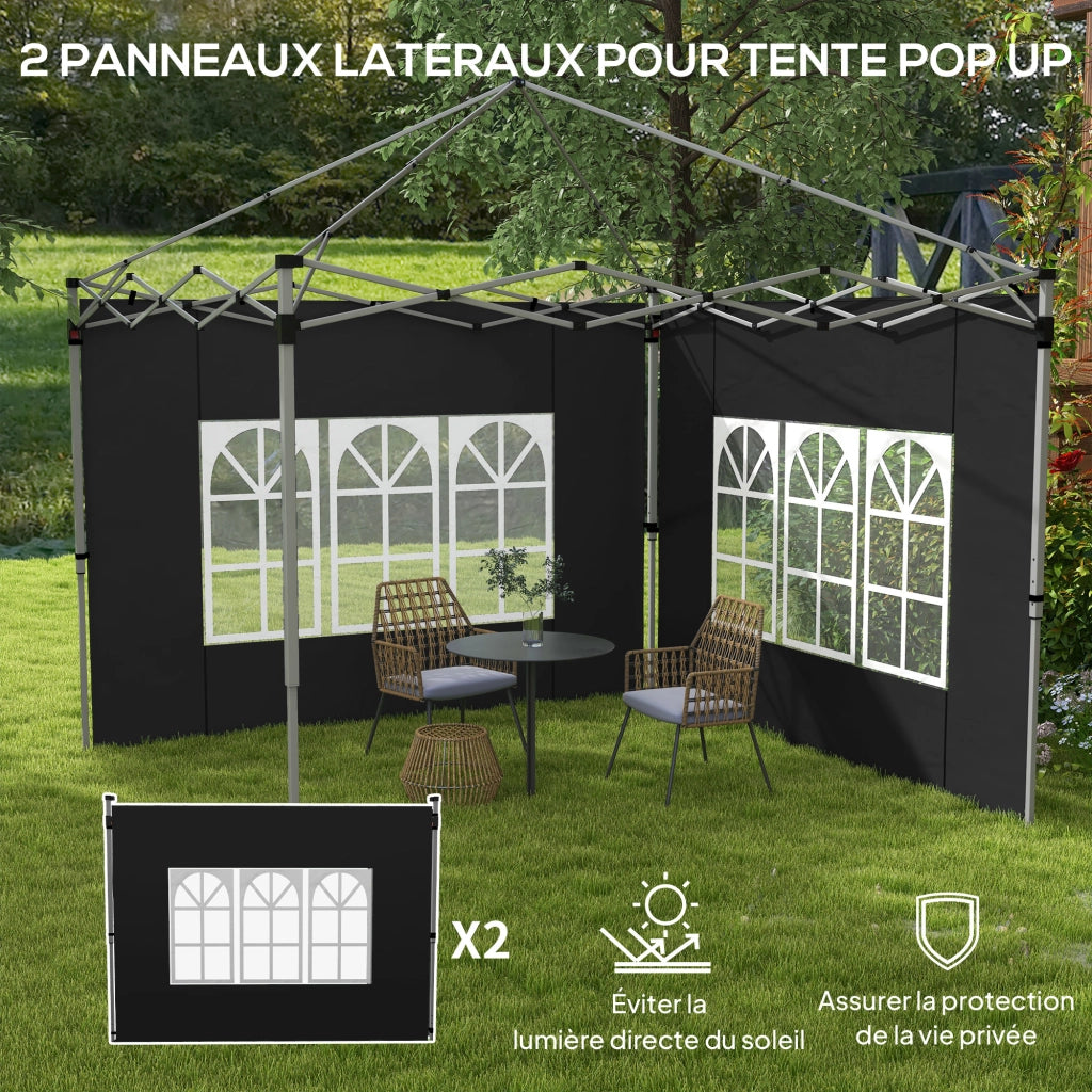 Parete laterale per gazebo 3x3 m ¨C Xylo ¨C con finestra 295x195 cm nero