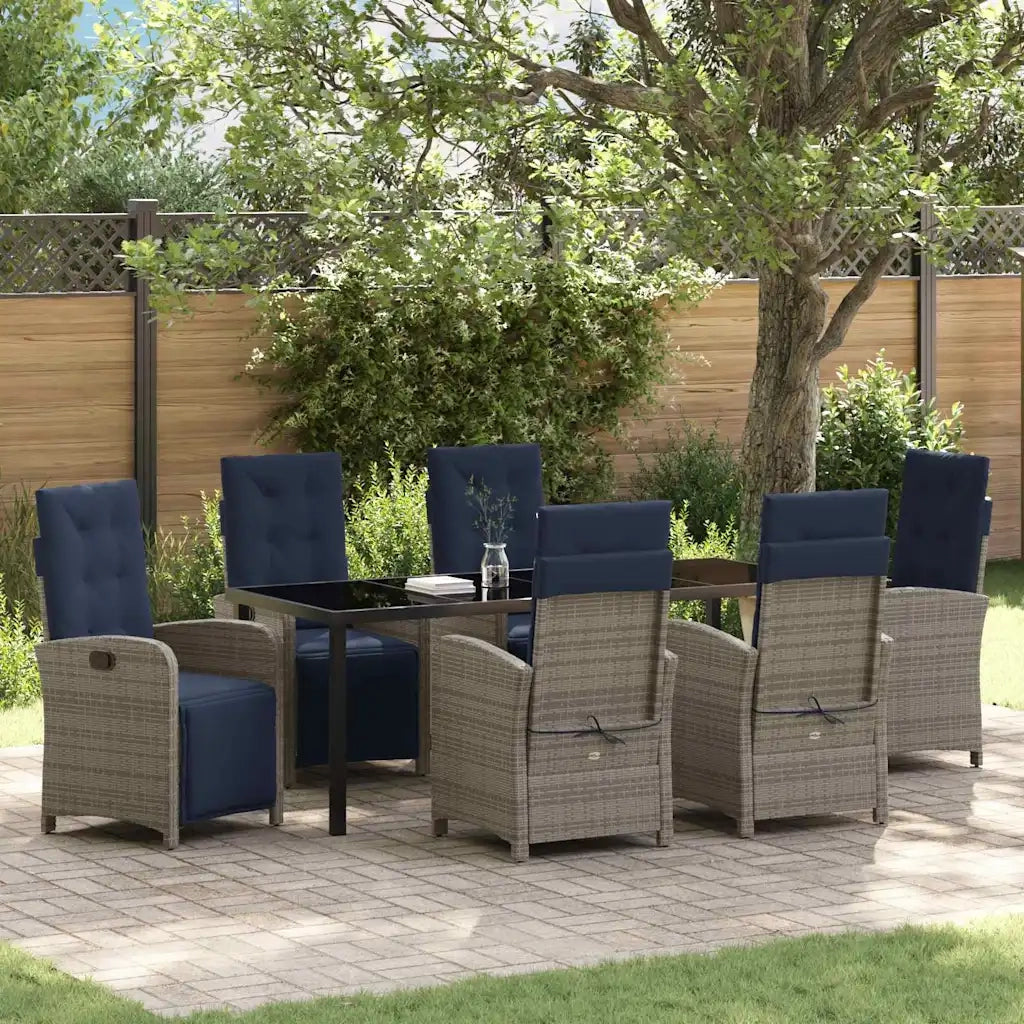 Set da Pranzo per Giardino con cuscino 7 pcs Grigio polyrattan 3380363