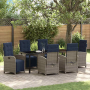Set da Pranzo per Giardino con cuscino 7 pcs Grigio polyrattan 3380363