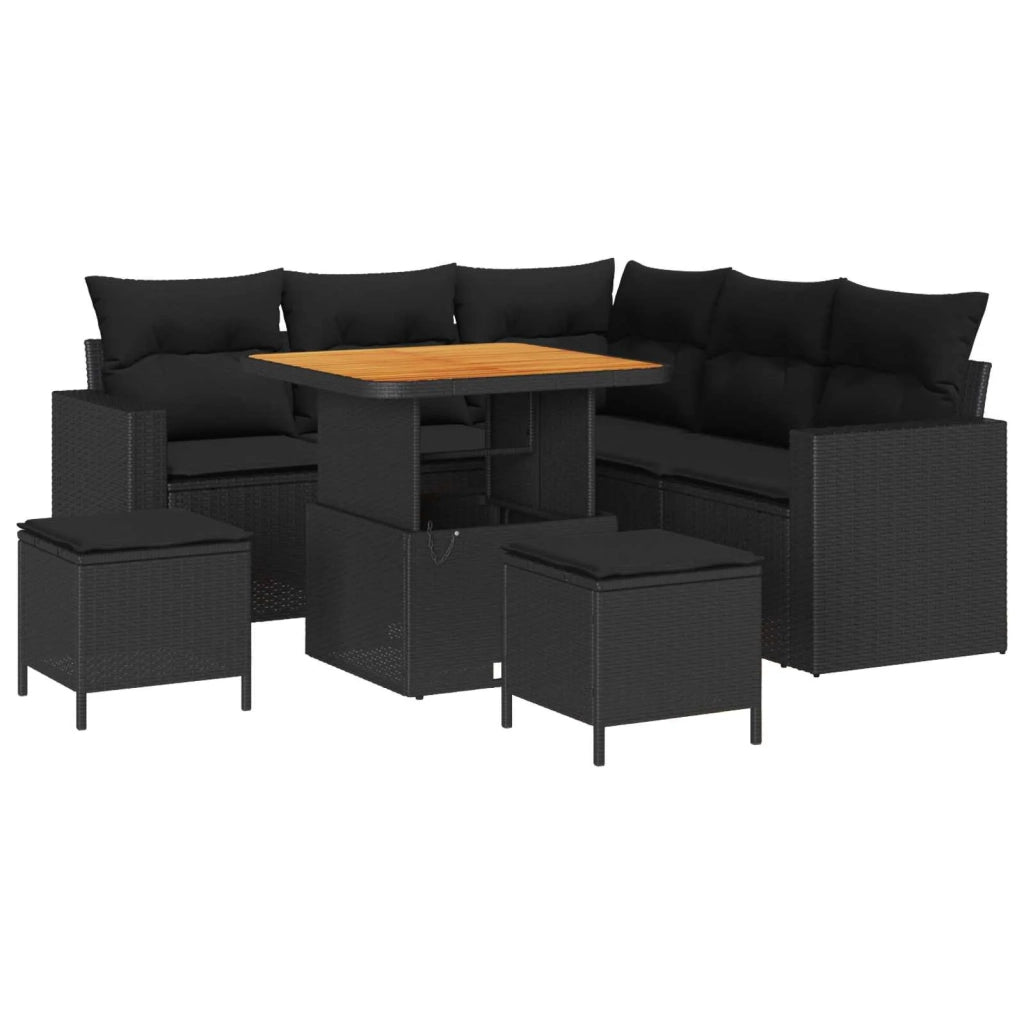 Set Divano da Giardino con cuscino 9 pcs Nero polyrattan 3363559