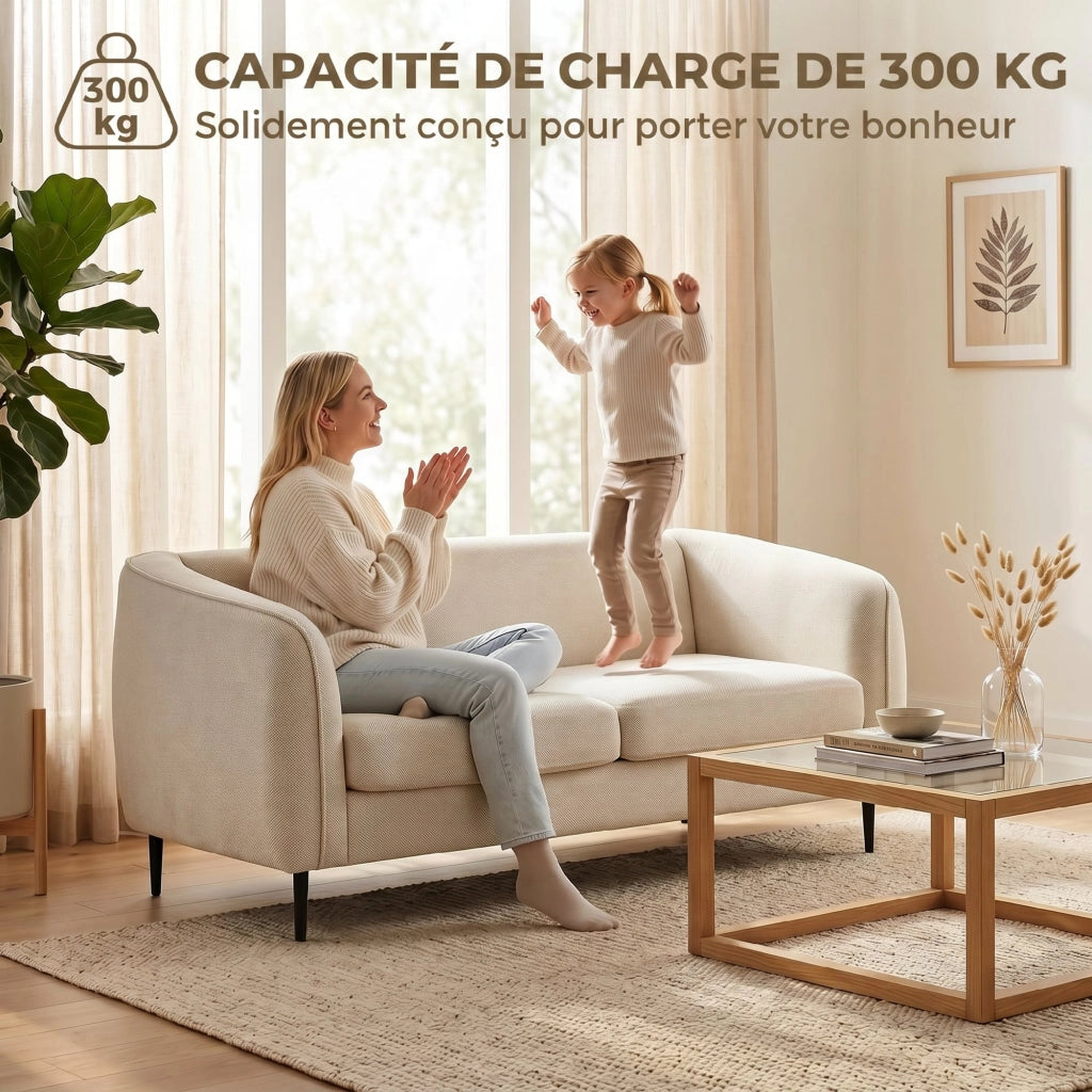 Divano 2 posti in velluto ¨C Xylo ¨C beige 160 cm con cuscini