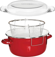 Pentola a Frittelle in Acciaio Inox - Coperchio in Vetro - Frittella a Gas - Dimensioni 16x33x27