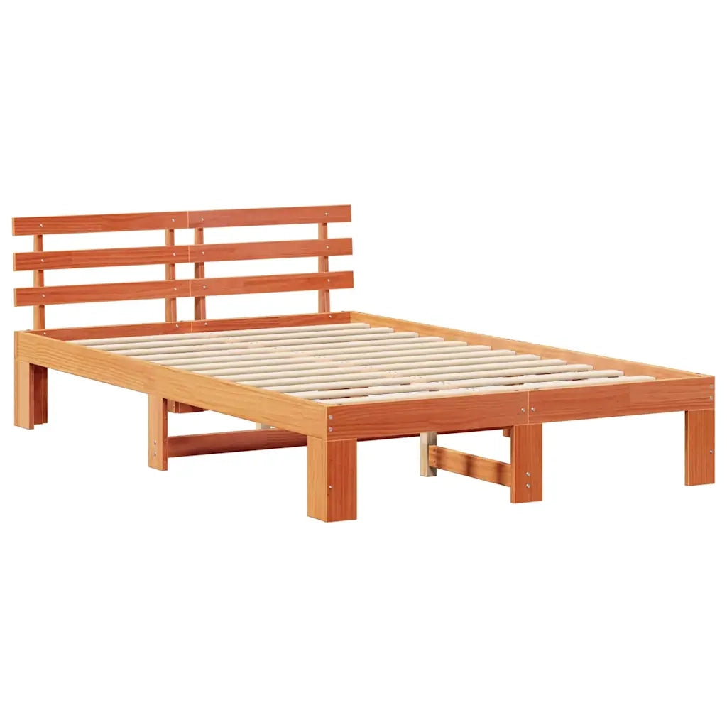 Struttura del letto-Giroletto Marrone cerato 140 x 190 cm Pino massello 658290