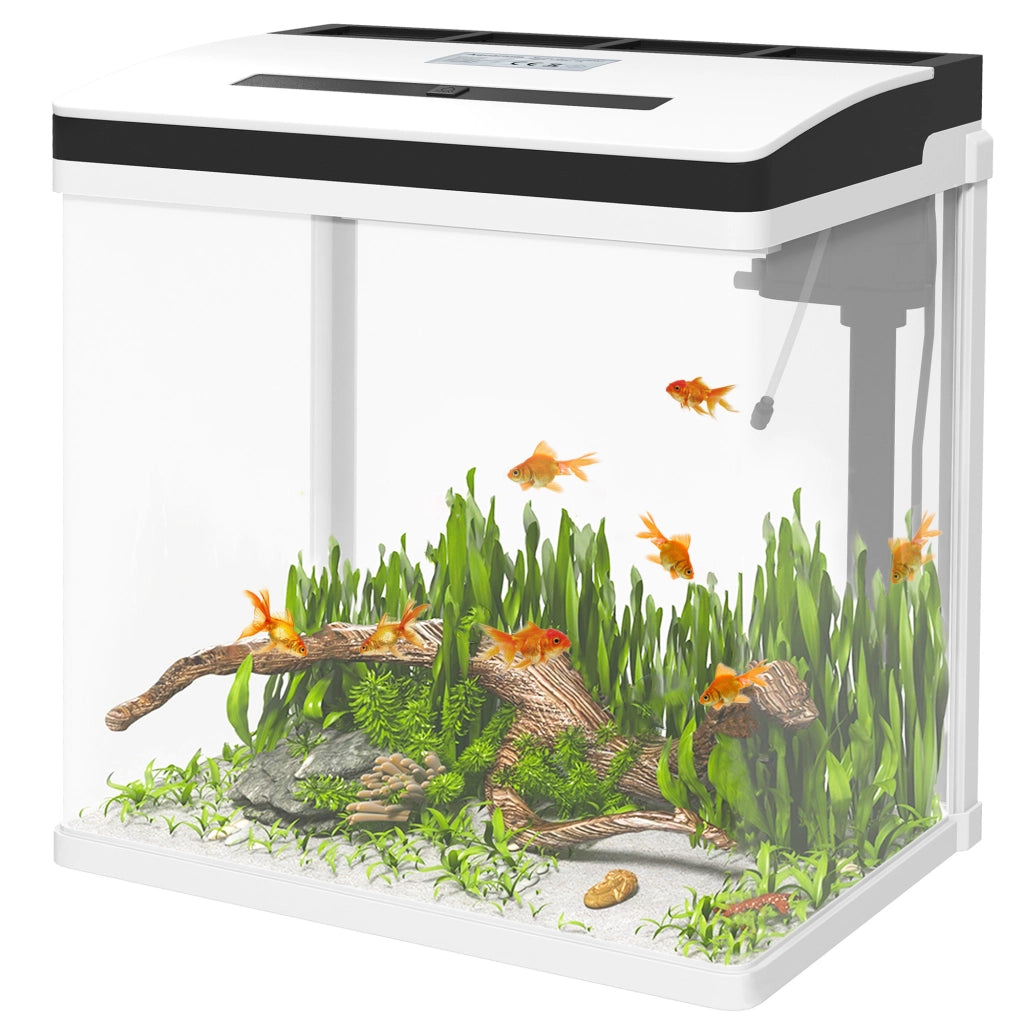 Acquario in vetro con filtro coperchio e luce LED ¨C Xylo ¨C 28L 38x26x39,5cm bianco