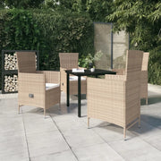 Set da Pranzo da Giardino 5 pz con Cuscini Beige 3099438