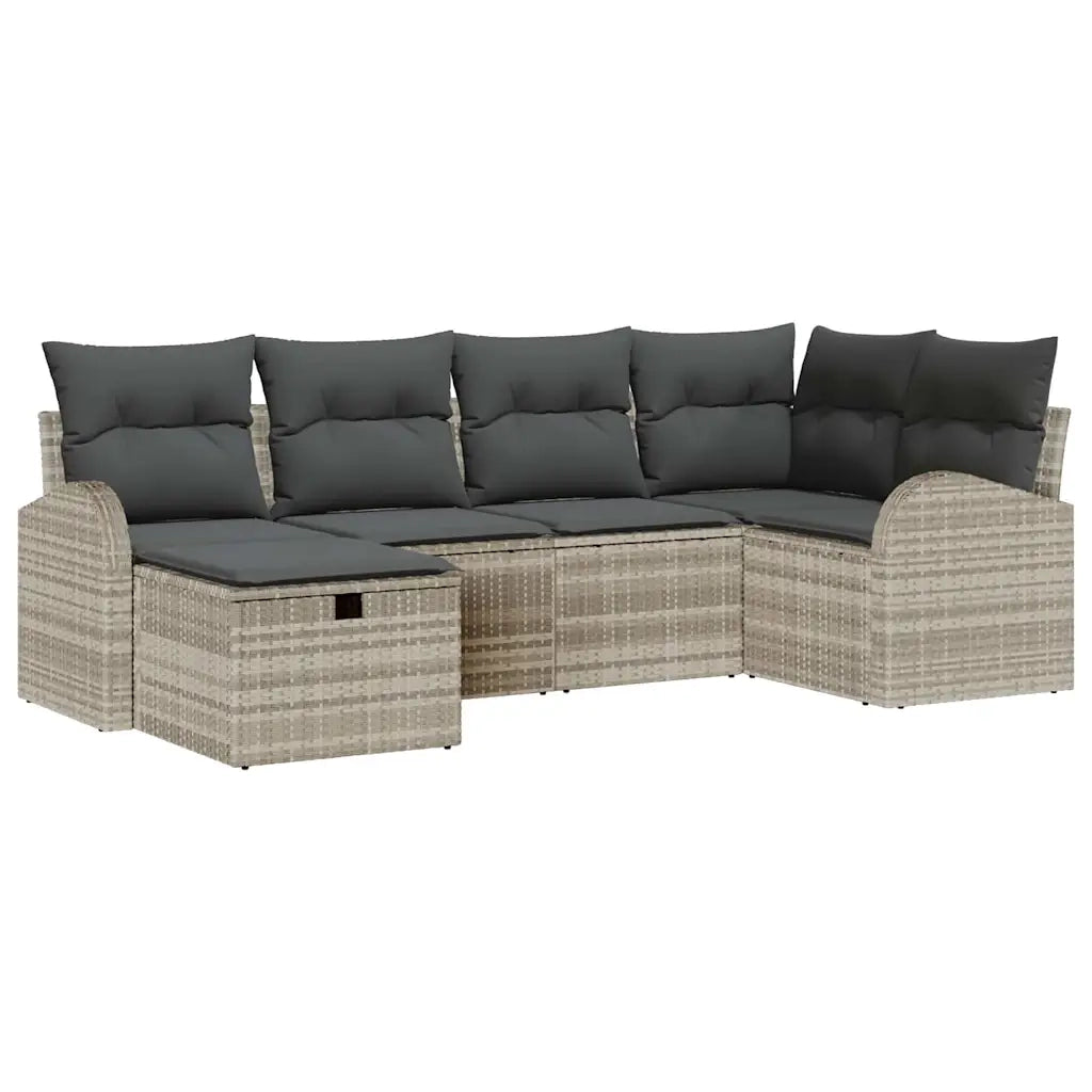 Set di divani con cuscino 6 pcs Grigio chiaro polyrattan