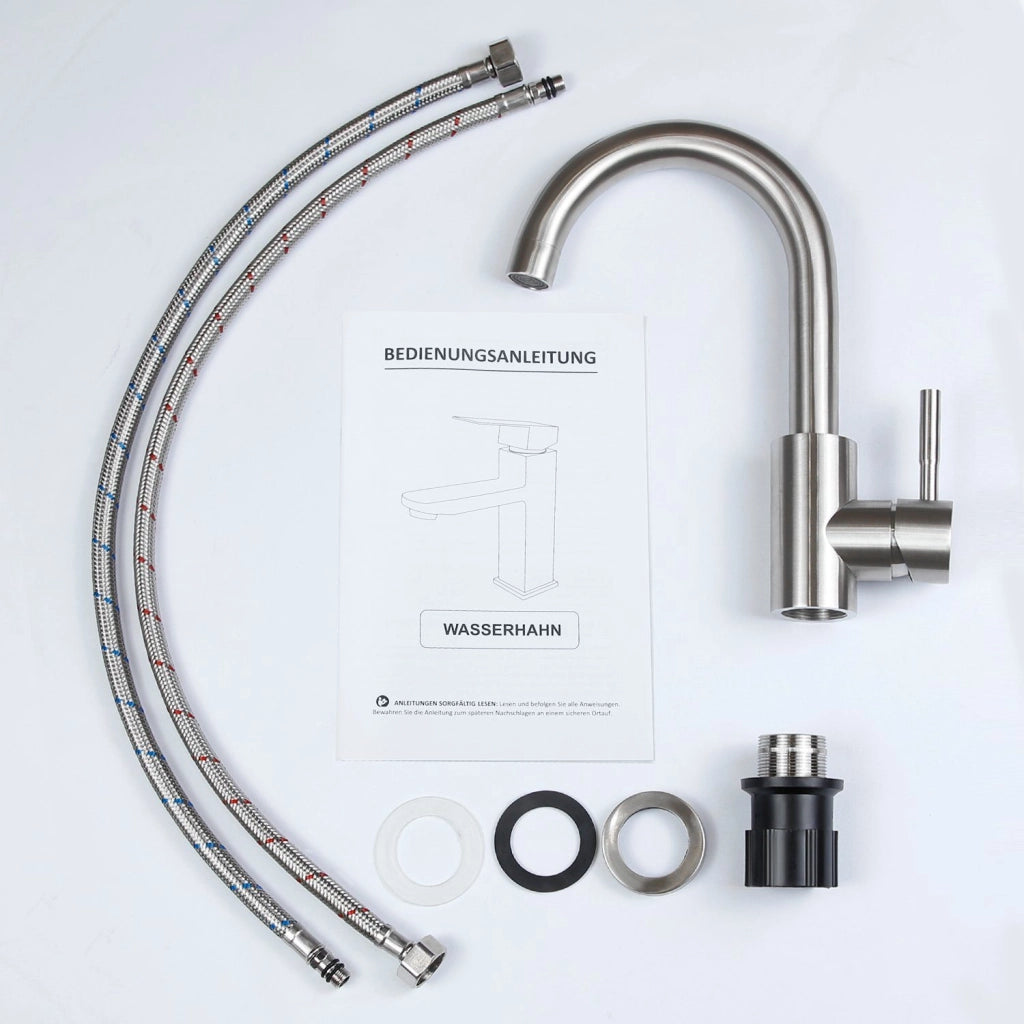 ZMH Miscelatore per lavabo  Lavabo Leva girevole ad alta pressione in acciaio inox
