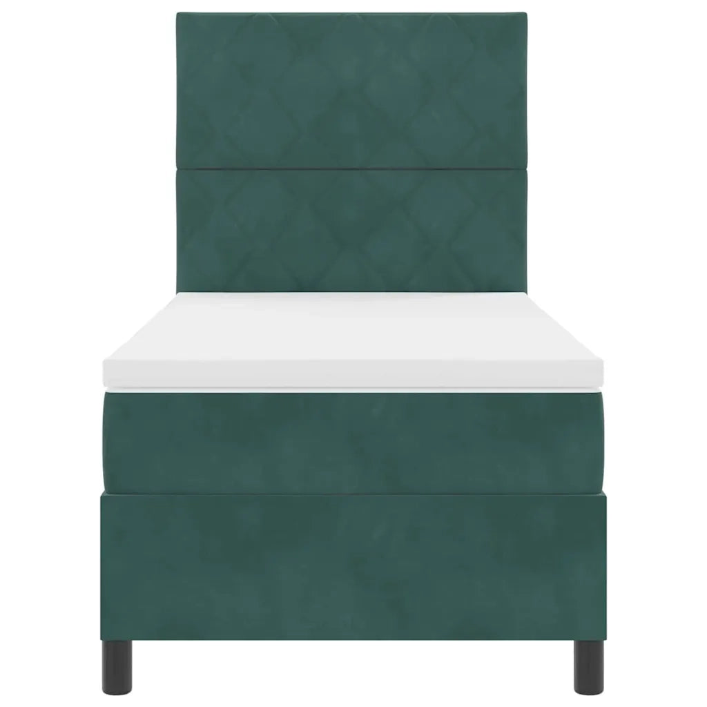 Letto a molle con materasso Verde Scuro 90 x 200 cm Velluto 3339875