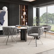 SEDIA girevole in velluto grigio e argento, set da 4 pezzi