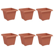 Fioriere | Cassetta per fiori | Vaso quadrato per fiori 6 pz Rosso Mattone 20 x 20 x 16 cm