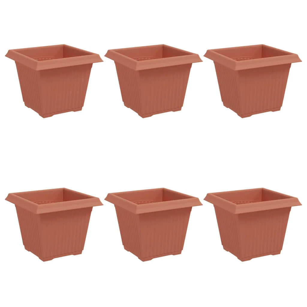 Fioriere | Cassetta per fiori | Vaso quadrato per fiori 6 pz Rosso Mattone 20 x 20 x 16 cm