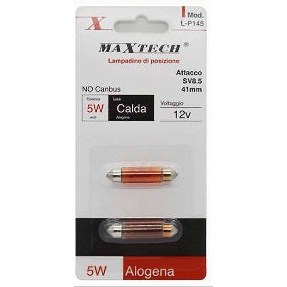Trade Shop - Lampadine Posizione Sv8.5 41 Mm 12 V 5w Auto Luce Calda Alogena No Canbus L-p145 -