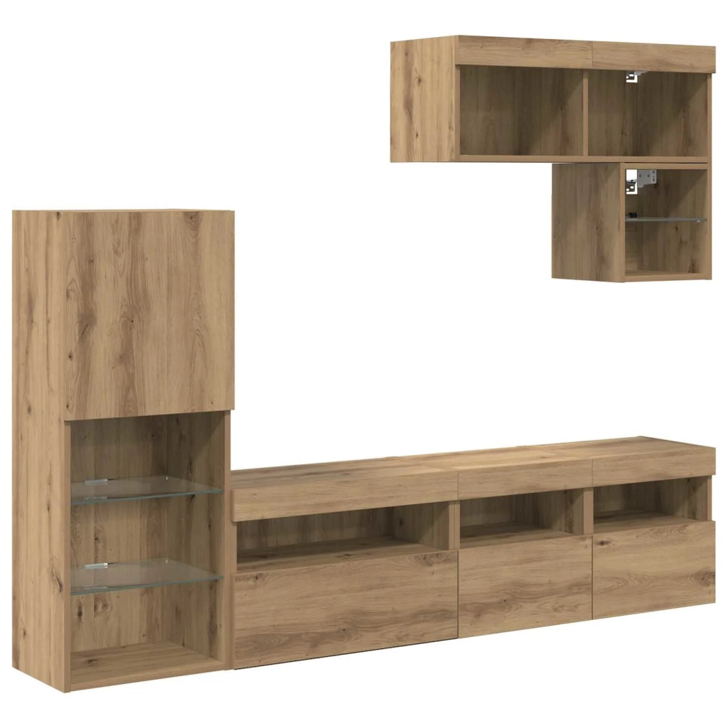 Unità per TV a Muro 6 pcs Rovere artigianale Legno multistrato 3402975