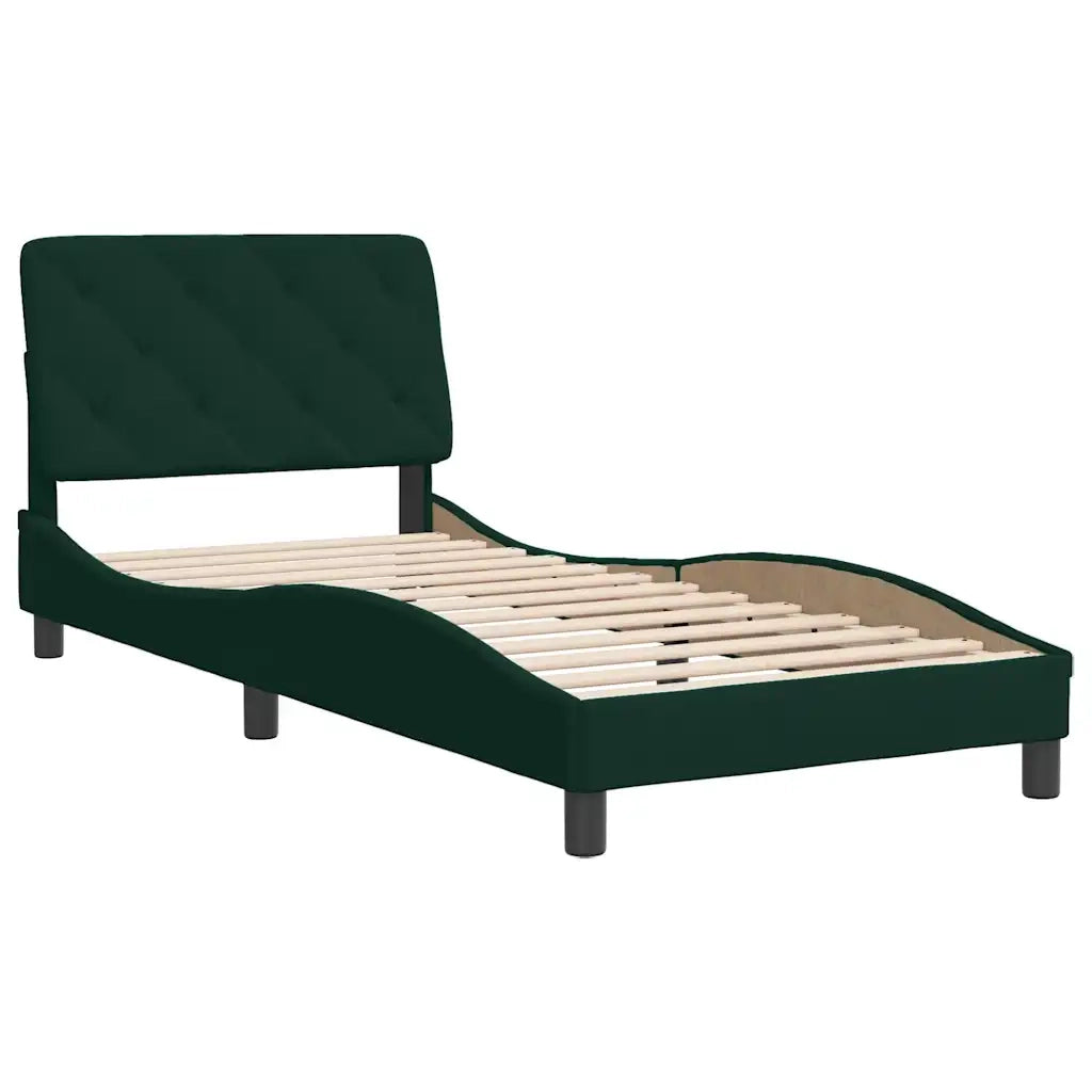 Giroletto senza Materasso-Struttura Letto Verde Scuro 90x190 cm in Velluto 574554